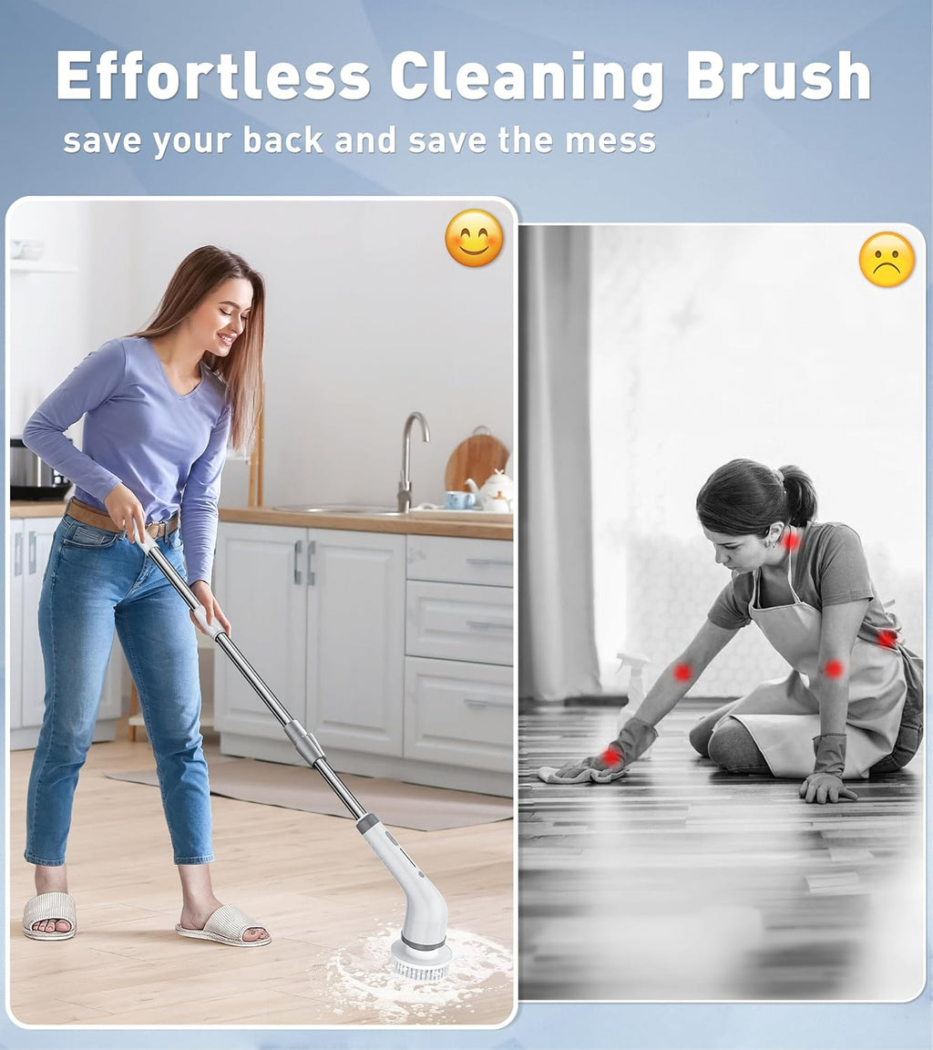 Electric Spin Scrubber Shower Scrubber Power Cleaning Brush, 7 Brush Heads 2 Powerful High Speeds 90 Min Runtime Waterproof Scrubber Brush for Bathroom Bathtub Floor Tile Sink