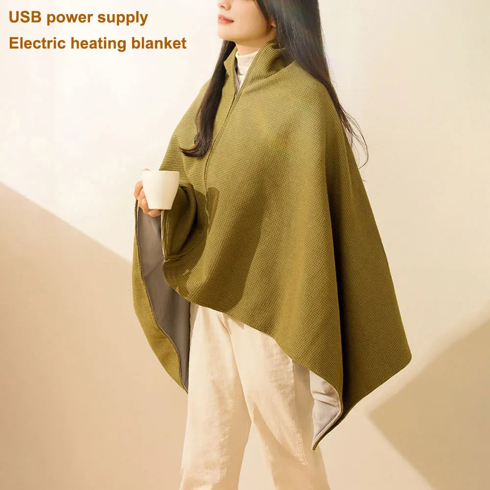 Wearable USB Electric Heated Blanket with 5000Mah Power Bank Heating Electric Blanket Shawl USB Heated Blanket Shawl
