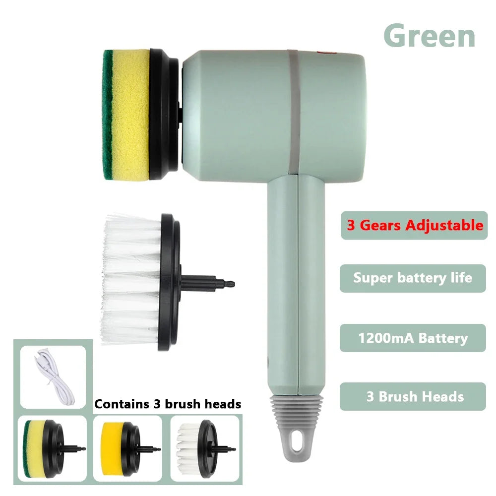 Electric Cleaning Brush USB Rechargeable Automatic Wireless Handheld Kitchen Dishwashing Brush Bathtub Tile Cleaning Brushes